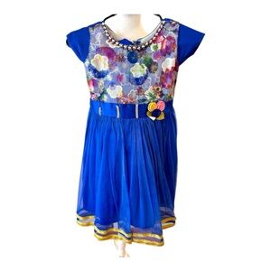 Enchanting Blue Floral Party Dress - girls 6 years